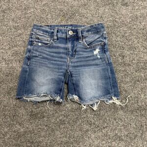 American Eagle Shorts Womens Size 00 Blue Dream Short Distressed Raw Hem Stretch